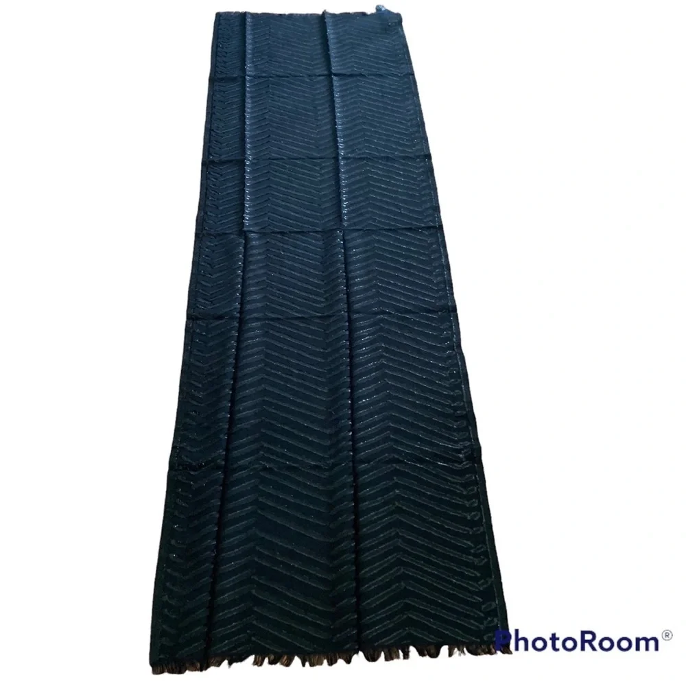 BADGLEY MISCHKA Black Wool-blend Metallic Scarf Wrap